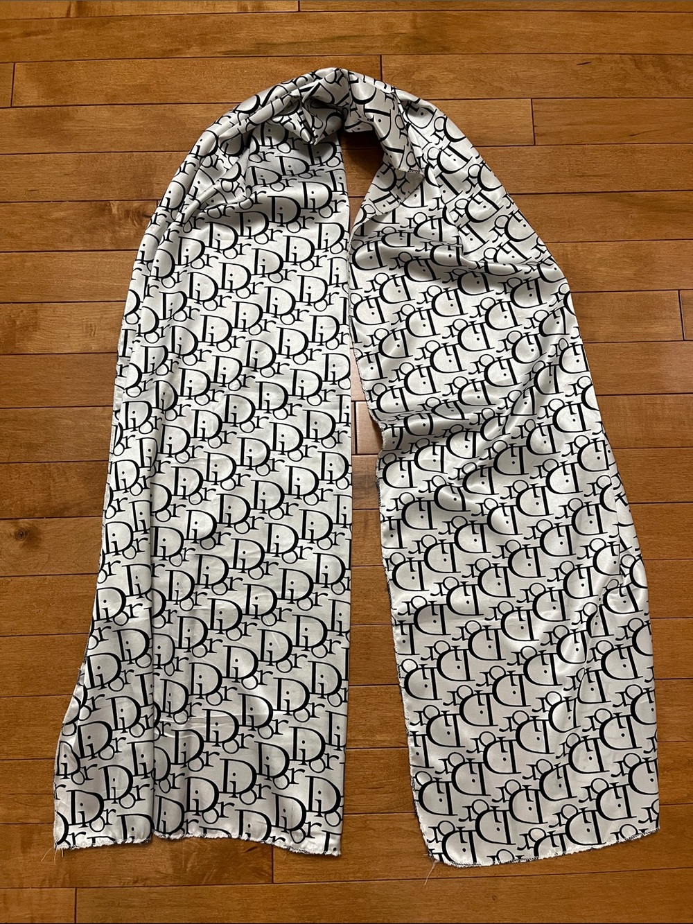 Dior Black and White Logo Scarf